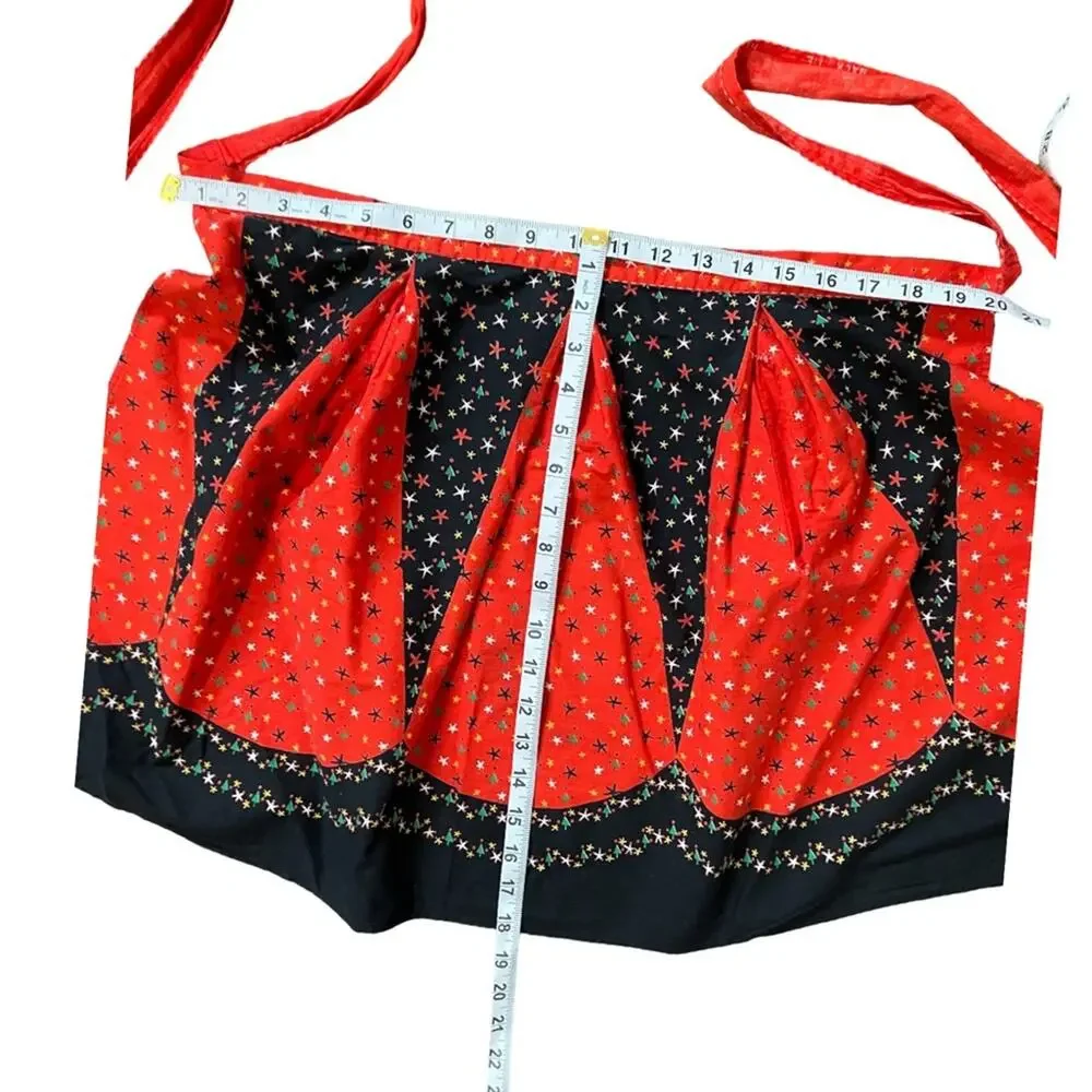 Elegant Red and Black Star Patterned Apron